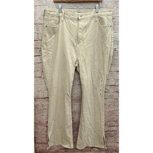 OLD NAVY Jeans Womens 18 Ecru OFF WHITE HIGHER HIGH-RISE FLARE SIDE SPLIT Ankle